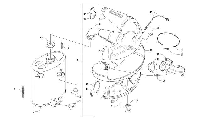Parts Diagram for Arctic Cat 2017 M 8000 HARD CORE MOUNTAIN CAT 162 SNOWMOBILE EXHAUST ASSEMBLY