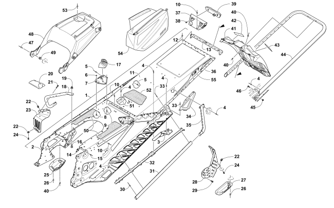 Parts Diagram for Arctic Cat 2017 XF 7000 CROSSTREK EARLY BUILD SNOWMOBILE TUNNEL, REAR BUMPER, AND SNOWFLAP ASSEMBLY