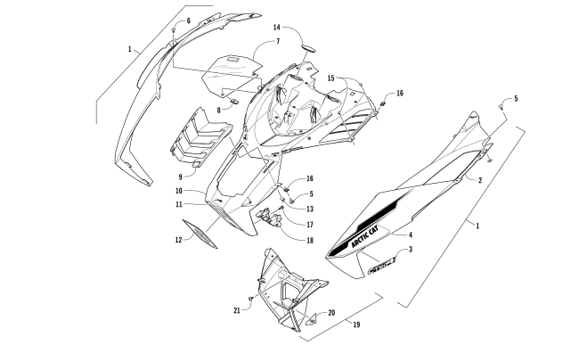 Parts Diagram for Arctic Cat 2017 XF 7000 CROSSTREK EARLY BUILD SNOWMOBILE HOOD ASSEMBLY