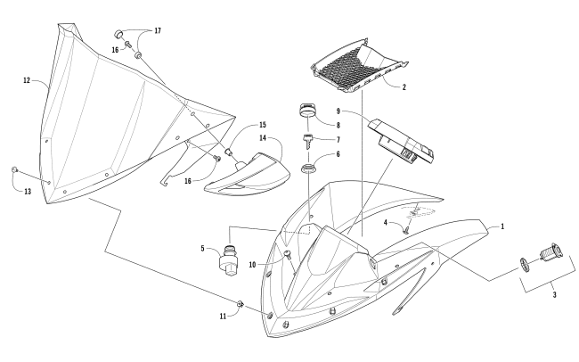 Parts Diagram for Arctic Cat 2017 XF 7000 CROSSTREK EARLY BUILD SNOWMOBILE WINDSHIELD AND INSTRUMENTS ASSEMBLIES