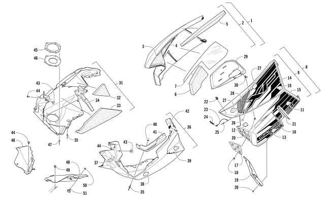 Parts Diagram for Arctic Cat 2017 XF 7000 CROSSTREK SNOWMOBILE SKID PLATE AND SIDE PANEL ASSEMBLY