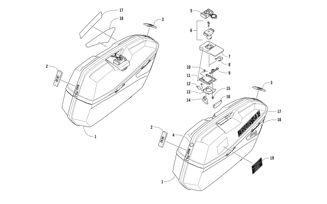 Parts Diagram for Arctic Cat 2017 PANTERA 7000 LTD SNOWMOBILE SADDLEBAG ASSEMBLY