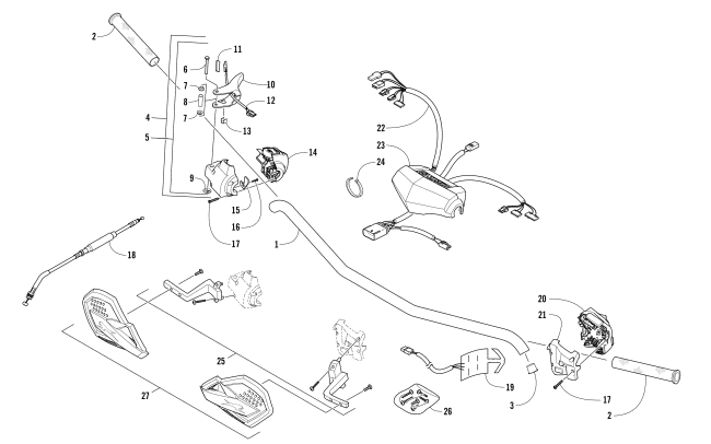 Parts Diagram for Arctic Cat 2018 ZR 8000 RR ES 137 EARLY BUILD SNOWMOBILE HANDLEBAR AND CONTROLS