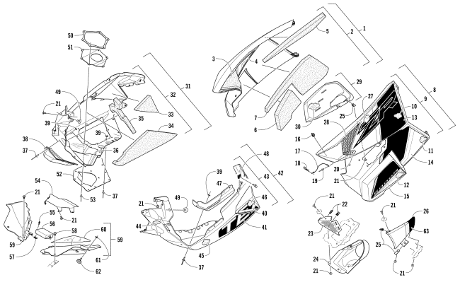 Parts Diagram for Arctic Cat 2017 ZR 6000 RR ES 137 SNOWMOBILE SKID PLATE AND SIDE PANEL ASSEMBLY