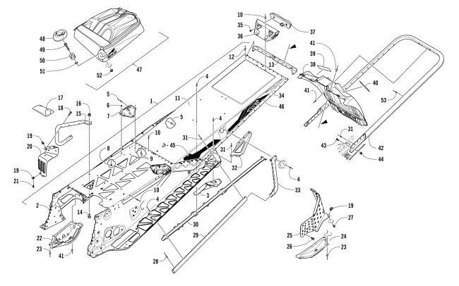 Parts Diagram for Arctic Cat 2017 M 8000 MOUNTAIN CAT 153 EARLY BUILD SNOWMOBILE TUNNEL, REAR BUMPER, AND SNOWFLAP ASSEMBLY