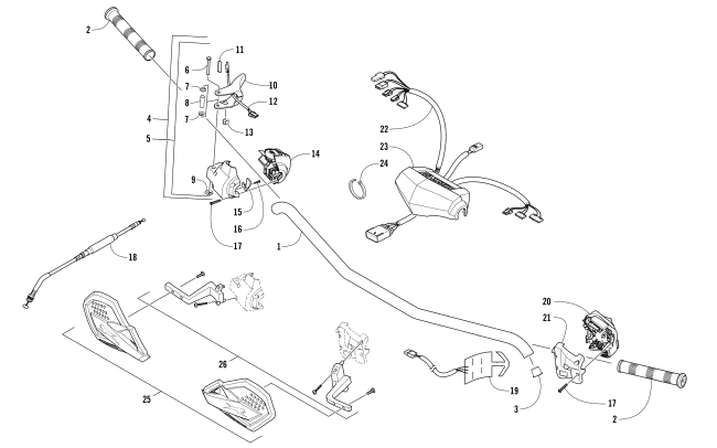 Parts Diagram for Arctic Cat 2017 ZR 6000 EL TIGRE ES 137 EARLY BUILD SNOWMOBILE HANDLEBAR AND CONTROLS