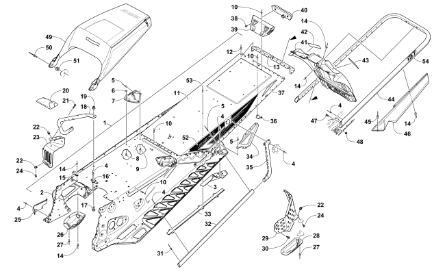 Parts Diagram for Arctic Cat 2017 ZR 6000 EL TIGRE ES 137 SNOWMOBILE TUNNEL, REAR BUMPER, AND SNOWFLAP ASSEMBLY
