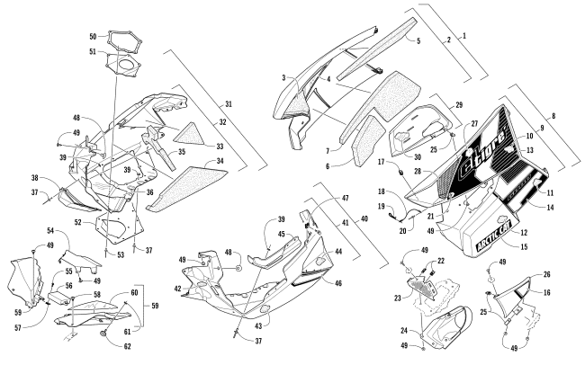 Parts Diagram for Arctic Cat 2017 ZR 6000 EL TIGRE ES 137 SNOWMOBILE SKID PLATE AND SIDE PANEL ASSEMBLY