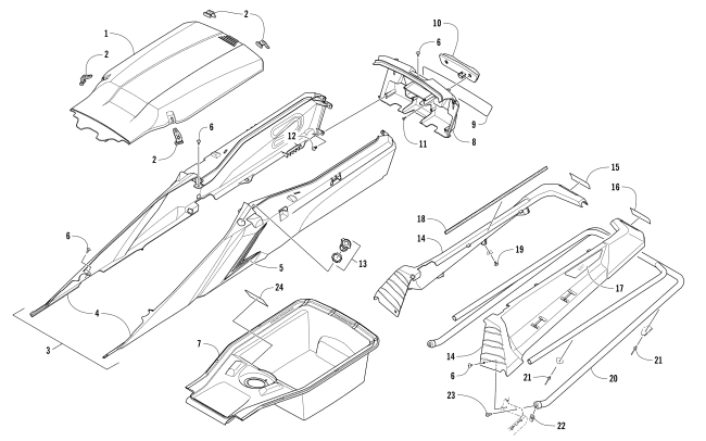 Parts Diagram for Arctic Cat 2017 PANTERA 7000 LTD EARLY BUILD SNOWMOBILE REAR BUMPER, STORAGE, AND TAILLIGHT ASSEMBLY