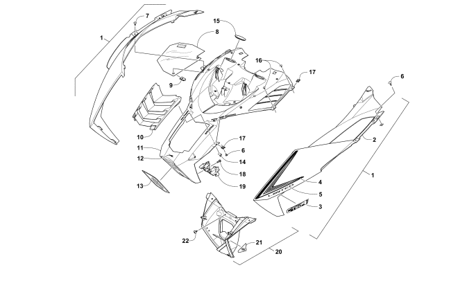 Parts Diagram for Arctic Cat 2017 PANTERA 7000 LTD EARLY BUILD SNOWMOBILE HOOD ASSEMBLY
