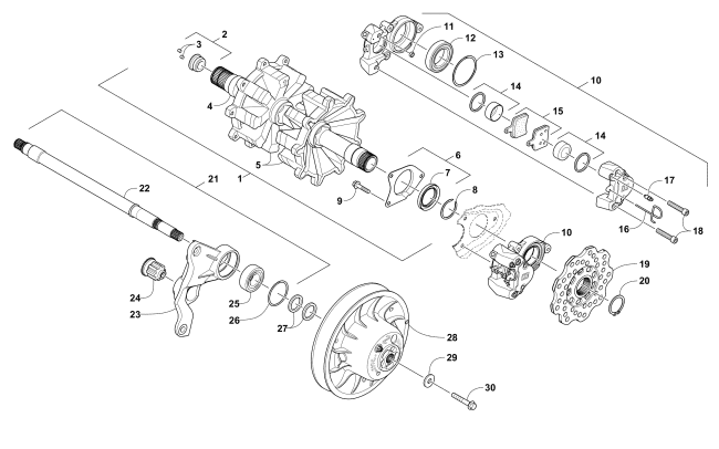 Parts Diagram for Arctic Cat 2016 ZR 9000 RR 129 SNOWMOBILE DRIVE TRAIN SHAFTS AND BRAKE ASSEMBLIES