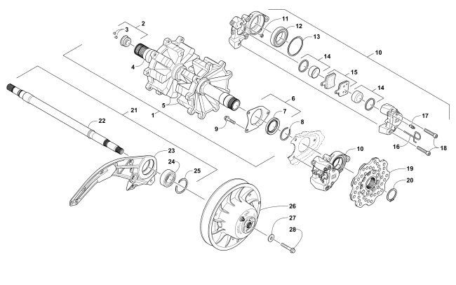Parts Diagram for Arctic Cat 2016 ZR 7000 RR 129 SNOWMOBILE DRIVE TRAIN SHAFTS AND BRAKE ASSEMBLIES