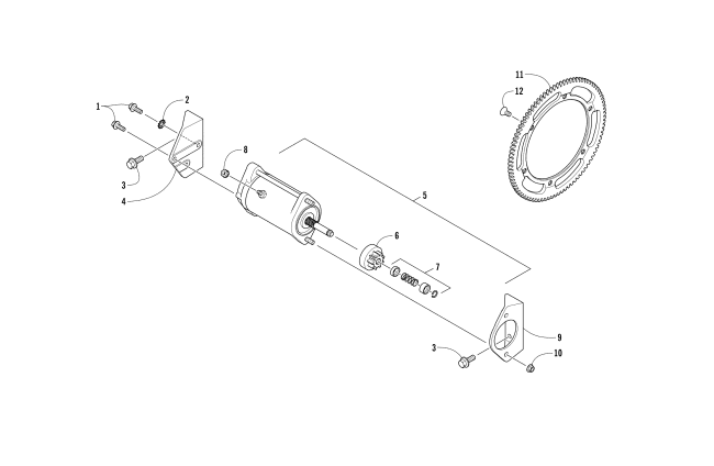 Parts Diagram for Arctic Cat 2017 BEARCAT 2000 LT SNOWMOBILE ELECTRIC START - STARTER MOTOR ASSEMBLY
