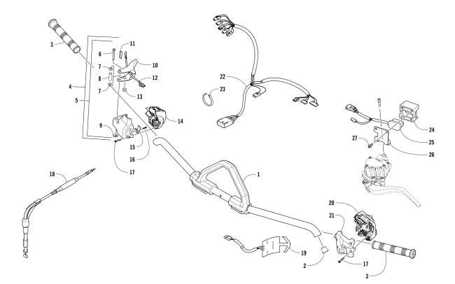 Parts Diagram for Arctic Cat 2017 BEARCAT 7000 XT GROOMER SPECIAL SNOWMOBILE HANDLEBAR AND CONTROLS