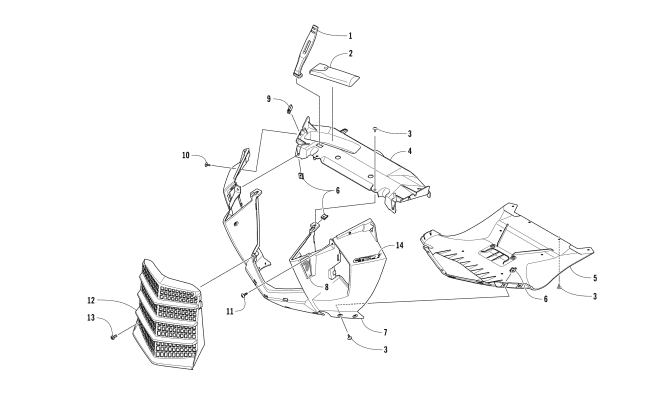 Parts Diagram for Arctic Cat 2017 BEARCAT 7000 XT GROOMER SPECIAL SNOWMOBILE FRONT FASCIA AND CENTER SKID PLATE ASSEMBLY