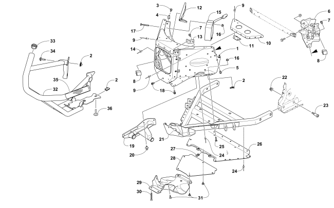 Parts Diagram for Arctic Cat 2017 XF 6000 HIGH COUNTRY LTD ES 141 EARLY BUILD SNOWMOBILE FRONT BUMPER AND FRAME ASSEMBLY