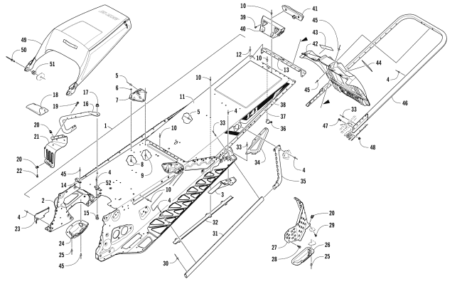 Parts Diagram for Arctic Cat 2017 XF 6000 HIGH COUNTRY LTD ES 141 EARLY BUILD SNOWMOBILE TUNNEL, REAR BUMPER, AND SNOWFLAP ASSEMBLY