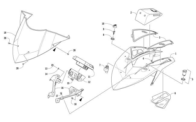 Parts Diagram for Arctic Cat 2017 XF 6000 HIGH COUNTRY LTD ES 141 EARLY BUILD SNOWMOBILE WINDSHIELD AND INSTRUMENTS ASSEMBLIES