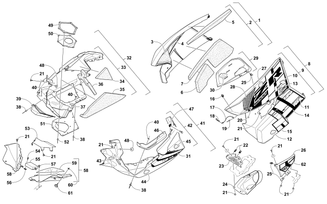 Parts Diagram for Arctic Cat 2017 ZR 6000 SNO PRO ES 137 SNOWMOBILE SKID PLATE AND SIDE PANEL ASSEMBLY