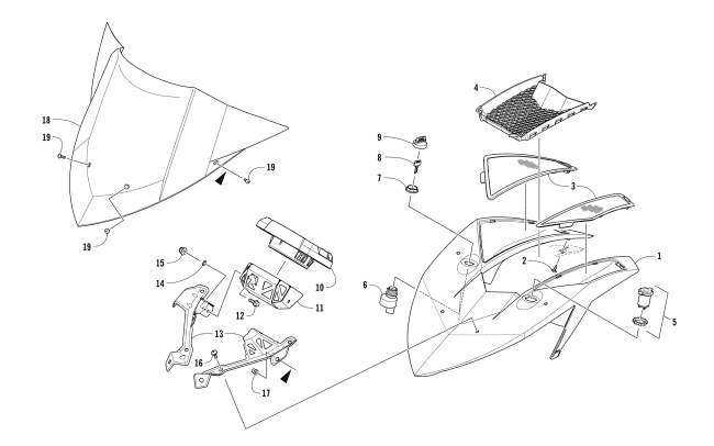 Parts Diagram for Arctic Cat 2017 ZR 6000 LXR ES 129 SNOWMOBILE WINDSHIELD AND INSTRUMENTS ASSEMBLIES