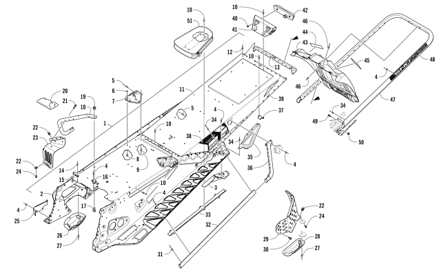 Parts Diagram for Arctic Cat 2017 ZR 6000 SNO PRO ES 137 SNOWMOBILE TUNNEL, REAR BUMPER, AND SNOWFLAP ASSEMBLY