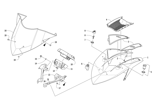 Parts Diagram for Arctic Cat 2017 ZR 6000 SNO PRO ES 137 SNOWMOBILE WINDSHIELD AND INSTRUMENTS ASSEMBLIES