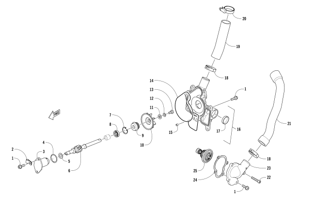 Parts Diagram for Arctic Cat 2018 ZR 6000 EL TIGRE ES 129 SNOWMOBILE WATER PUMP AND THERMOSTAT