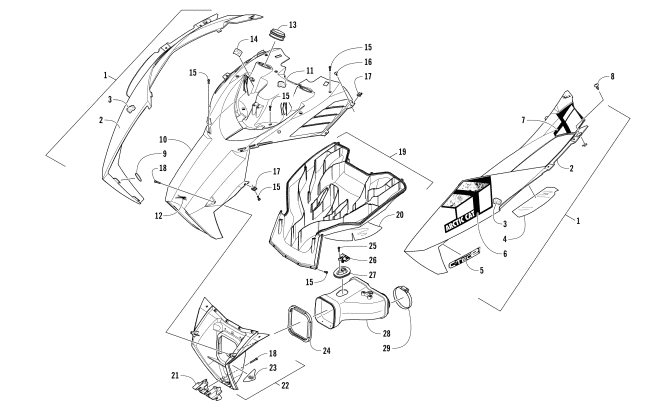 Parts Diagram for Arctic Cat 2017 ZR 6000 LXR ES 137 SNOWMOBILE HOOD AND AIR INTAKE ASSEMBLY