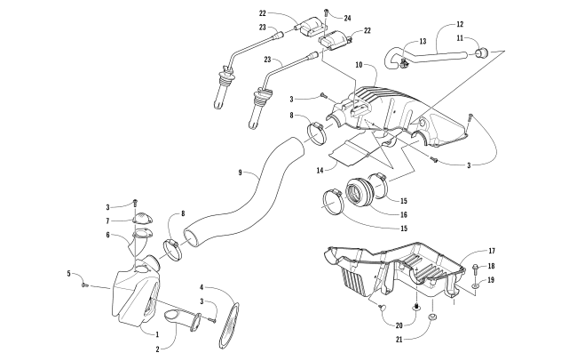 Parts Diagram for Arctic Cat 2017 BEARCAT 3000 LT EARLY BUILD SNOWMOBILE AIR INTAKE ASSEMBLY