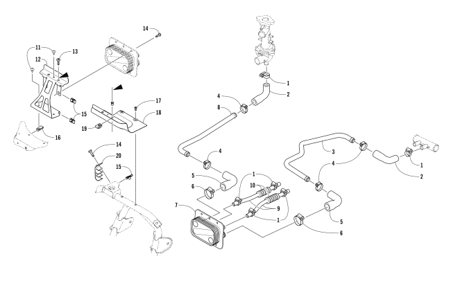 Parts Diagram for Arctic Cat 2017 ZR 3000 LXR 129 SNOWMOBILE OIL COOLER ASSEMBLY