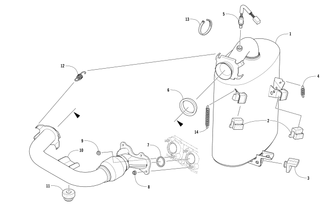 Parts Diagram for Arctic Cat 2017 BEARCAT 3000 LT SNOWMOBILE EXHAUST ASSEMBLY