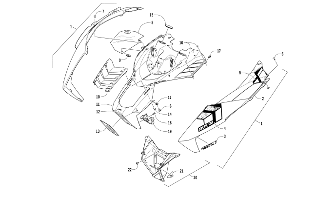 Parts Diagram for Arctic Cat 2017 ZR 7000 LXR 137 SNOWMOBILE HOOD ASSEMBLY