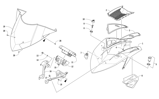 Parts Diagram for Arctic Cat 2017 M 6000 SE ES 141 SNOWMOBILE WINDSHIELD AND INSTRUMENTS ASSEMBLIES