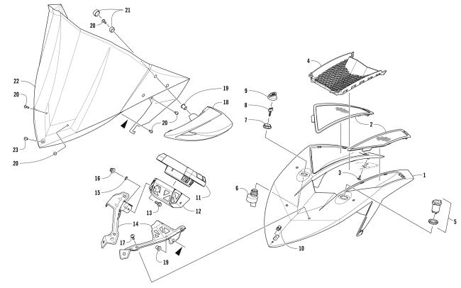 Parts Diagram for Arctic Cat 2017 XF 6000 CROSSTREK ES 137 SNOWMOBILE WINDSHIELD AND INSTRUMENTS ASSEMBLIES