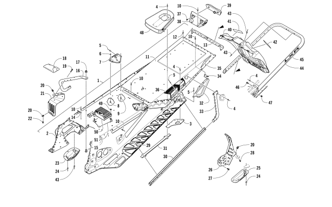 Parts Diagram for Arctic Cat 2017 ZR 4000 LXR 129 SNOWMOBILE TUNNEL, REAR BUMPER, AND SNOWFLAP ASSEMBLY