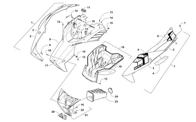 Parts Diagram for Arctic Cat 2017 ZR 8000 SNO PRO ES 137 SNOWMOBILE HOOD AND AIR INTAKE ASSEMBLY