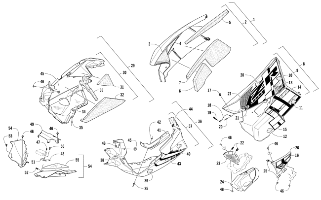 Parts Diagram for Arctic Cat 2017 ZR 4000 SNO PRO 129 SNOWMOBILE SKID PLATE AND SIDE PANEL ASSEMBLY