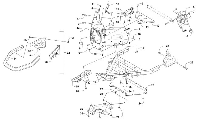 Parts Diagram for Arctic Cat 2017 ZR 8000 SNO PRO ES 129 SNOWMOBILE FRONT BUMPER AND FRAME ASSEMBLY