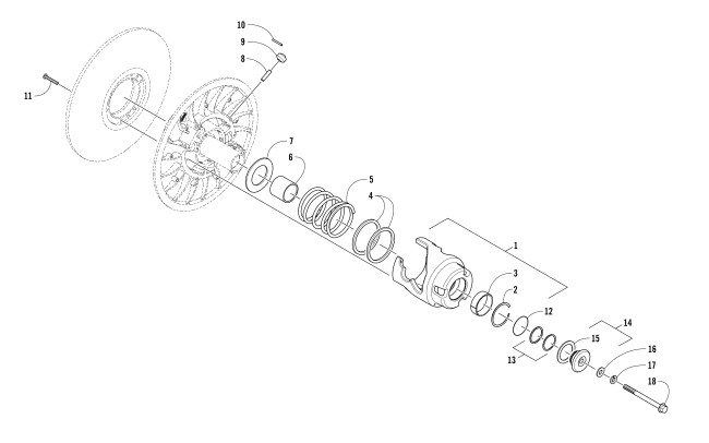 Parts Diagram for Arctic Cat 2018 LYNX 2000 LT SNOWMOBILE DRIVEN CLUTCH