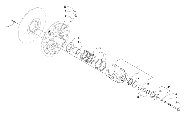 Parts Diagram for Arctic Cat 2017 LYNX 2000 LT SNOWMOBILE DRIVEN CLUTCH