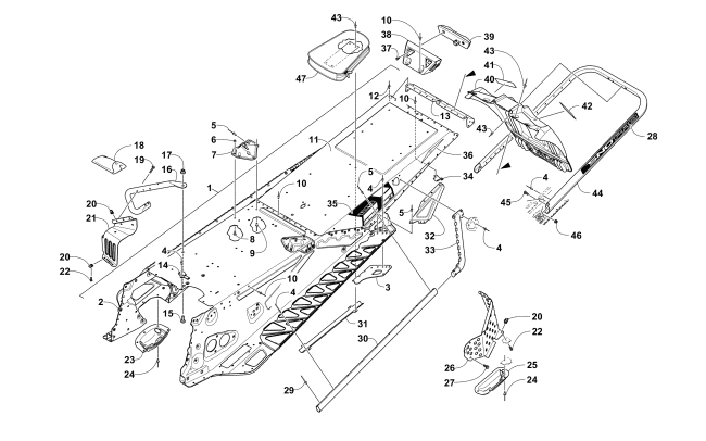Parts Diagram for Arctic Cat 2017 ZR 8000 SNO PRO ES 129 SNOWMOBILE TUNNEL, REAR BUMPER, AND SNOWFLAP ASSEMBLY