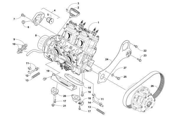 Parts Diagram for Arctic Cat 2017 ZR 8000 SNO PRO ES 129 SNOWMOBILE ENGINE AND RELATED PARTS