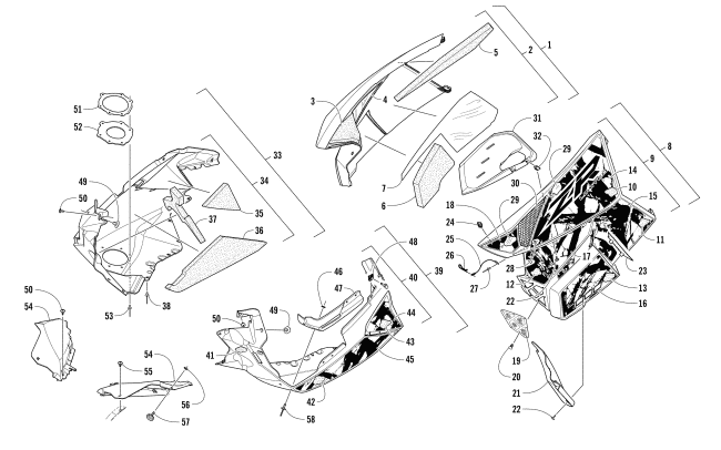 Parts Diagram for Arctic Cat 2017 ZR 7000 LTD 137 SNOWMOBILE SKID PLATE AND SIDE PANEL ASSEMBLY