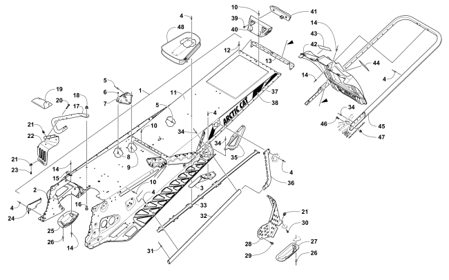 Parts Diagram for Arctic Cat 2017 M 6000 SNO PRO ES 153 SNOWMOBILE TUNNEL, REAR BUMPER, AND SNOWFLAP ASSEMBLY