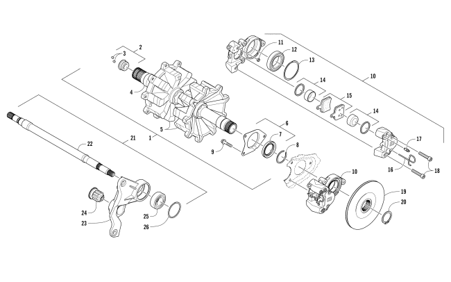 Parts Diagram for Arctic Cat 2017 ZR 5000 LXR 137 SNOWMOBILE DRIVE TRAIN SHAFTS AND BRAKE ASSEMBLIES