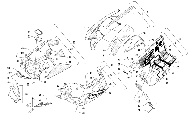 Parts Diagram for Arctic Cat 2017 ZR 5000 LXR 137 SNOWMOBILE SKID PLATE AND SIDE PANEL ASSEMBLY