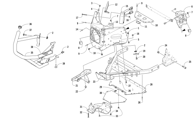Parts Diagram for Arctic Cat 2017 M 8000 MOUNTAIN CAT ES 153 SNOWMOBILE FRONT BUMPER AND FRAME ASSEMBLY