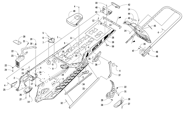 Parts Diagram for Arctic Cat 2017 M 6000 SE ES 153 SNOWMOBILE TUNNEL, REAR BUMPER, AND SNOWFLAP ASSEMBLY