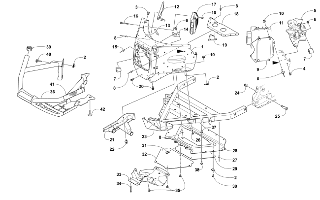 Parts Diagram for Arctic Cat 2017 ZR 7000 EL TIGRE 129 SNOWMOBILE FRONT BUMPER AND FRAME ASSEMBLY
