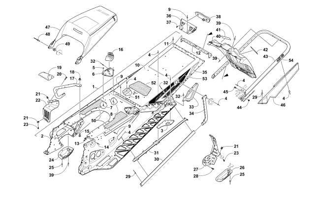 Parts Diagram for Arctic Cat 2017 ZR 7000 EL TIGRE 129 SNOWMOBILE TUNNEL, REAR BUMPER, AND SNOWFLAP ASSEMBLY